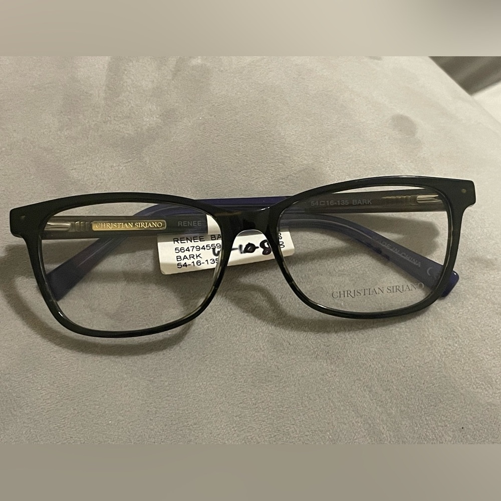 Christian Siriano Glass Frame Renee Bark 54-16-135 NWT